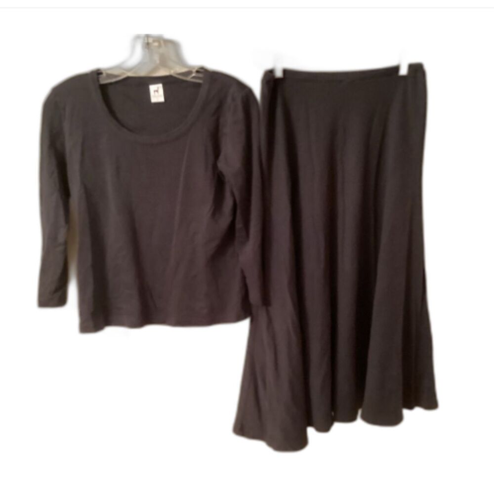 PERUVIAN CONNECTION SIZE SMALL SLATE GREY PIMA COTTON JULEP SWING SKIRT SET